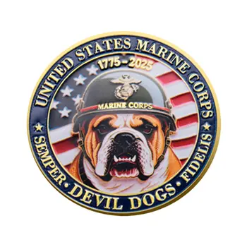 US Marine Corps 250th Anniversary Challenge Gold Plated Coin