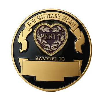 Custom 1782-1932 Purple Heart Military Merit Division Challenge Coins Premium Hard Enamel Collectibles with Clear Case