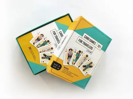 Card Game Box Set - Book Card Games For Travelers and Two Decks