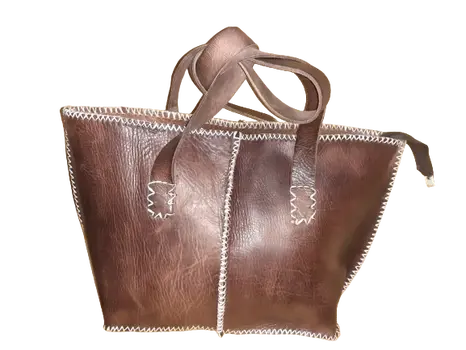 Bolso Mujer  Vacuno hilo blanco Mediano