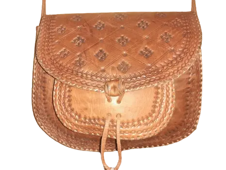 Bolso redondo mujer vacuno  de hilo blanco