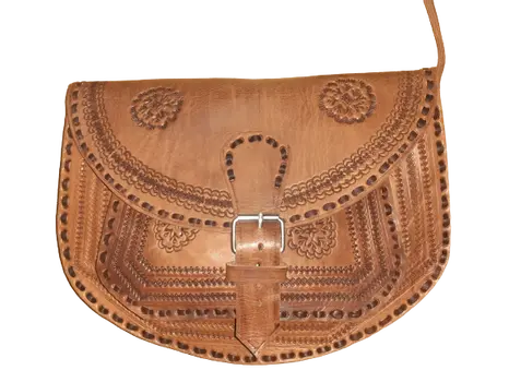 Bolso Ovalado Labrado Vacuno Hebilla