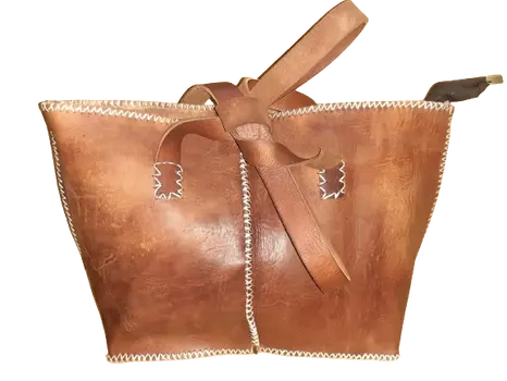 Bolso Mujer  Vacuno hilo blanco Mediano