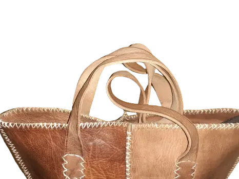 Bolso mujer vacuno hilo blanco combinado mediano