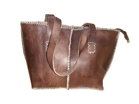 Bolso Mujer  Vacuno hilo blanco Mediano