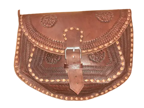 Bolso Ovalado Labrado Vacuno Hebilla