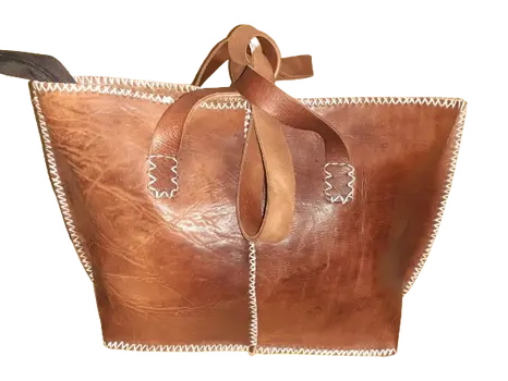 Bolso Mujer  Vacuno hilo blanco Mediano