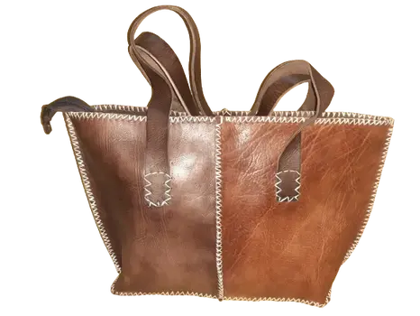 Bolso mujer vacuno hilo blanco combinado mediano