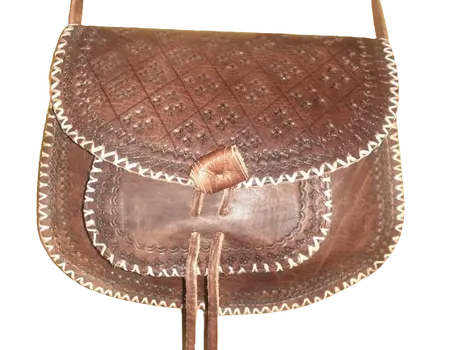 Bolso redondo mujer vacuno  de hilo blanco
