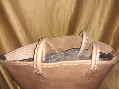 Bolso Vacuno asa hilo blanco