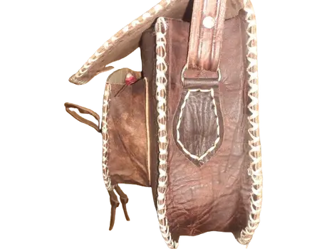 Bolso redondo mujer vacuno  de hilo blanco
