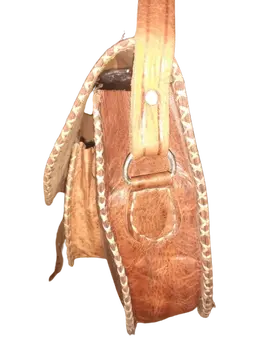 Bolso redondo mujer vacuno  de hilo blanco