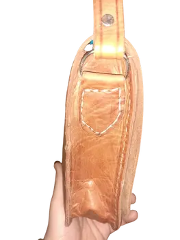 Bolso redondo liso beige vacuno Tira/click