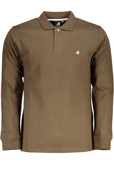 US GRAND POLO MEN'S LONG SLEEVED POLO SHIRT BROWN
