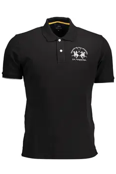 LA MARTINA MEN'S BLACK SHORT SLEEVED POLO SHIRT