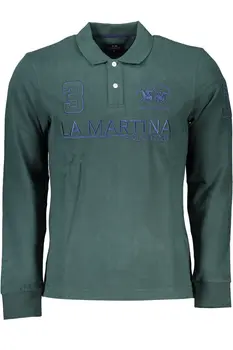 LA MARTINA GREEN MEN'S LONG SLEEVE POLO SHIRT