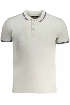 CAVALLI CLASS MEN'S GRAY SHORT SLEEVED POLO SHIRT