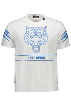 PLEIN SPORT WHITE MEN'S SHORT SLEEVE T-SHIRT