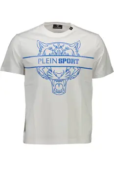 PLEIN SPORT WHITE MEN'S SHORT SLEEVE T-SHIRT