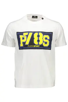 PLEIN SPORT WHITE MEN'S SHORT SLEEVE T-SHIRT