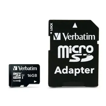 Micro SD Memory Card with Adaptor Verbatim Black 16 GB