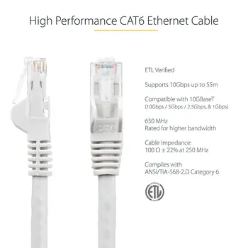 UTP Category 6 Rigid Network Cable Startech N6PATC7MWH White 7 m