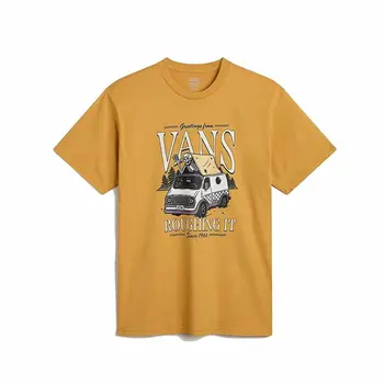 Men’s Short Sleeve T-Shirt Vans Roughin It Ss Crew Dark Orange