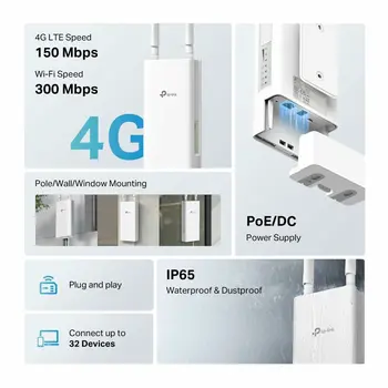Router TP-Link TL-MR100-OUTDOOR White RJ45 Ethernet LAN PoE x 1