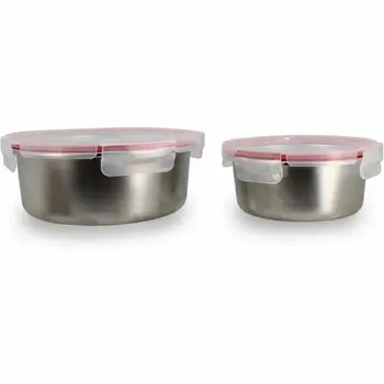 Food Preservation Container Menastyl Silver Circular (2 Units)