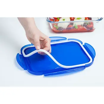 Food Preservation Container Pyrex Blue Transparent Rectangular