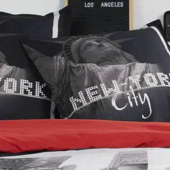 Duvet cover set TODAY Clem Black Red Double bed 220 x 240 cm
