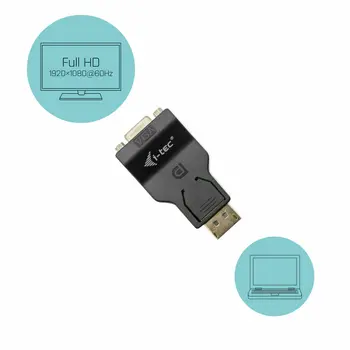 DisplayPort to VGA adapter i-Tec DP2VGAADA Black