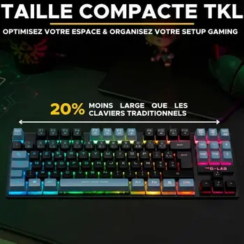 Keyboard The G-Lab KEYZ CAESIUM Black Grey Azerty French