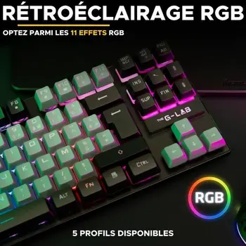 Keyboard The G-Lab KEYZ CAESIUM Black Grey Azerty French