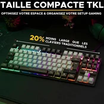 Keyboard The G-Lab KEYZ CAESIUM Black Grey Azerty French