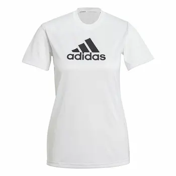 Women’s Short Sleeve T-Shirt Adidas Primeblue D2M Logo Sport  White