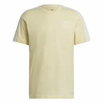Men’s Short Sleeve T-Shirt Adidas Essentials 3 Bandas  Yellow