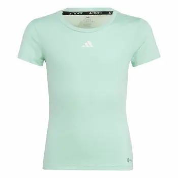 Child's Short Sleeve T-Shirt Adidas Techfit Aeroready Sport Icons Green