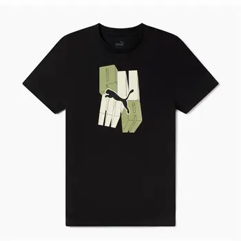 Child's Short Sleeve T-Shirt Puma Essentials+ Graphic Black
