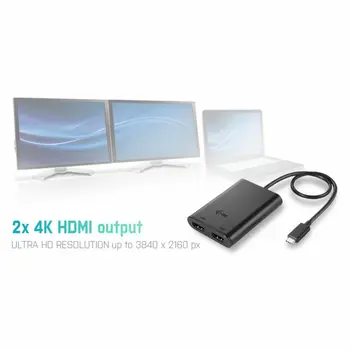 DisplayPort to HDMI Adapter i-Tec C31DUAL4KHDMI 4K Ultra HD Black