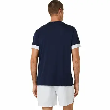 Short-sleeve Sports T-shirt Asics Court Navy Blue Tennis