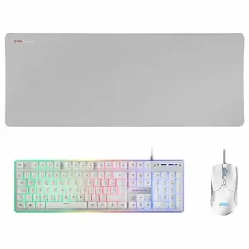 Keyboard with Gaming Mouse Mars Gaming MCPXWES White Spanish Qwerty QWERTY LED RGB