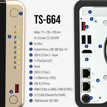 NAS Network Storage Qnap TS-664 Black