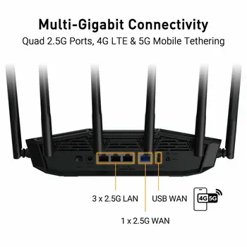 Wi-Fi Amplifier Asus TUF-BE6500 Black RJ45 Ethernet LAN Wi-Fi