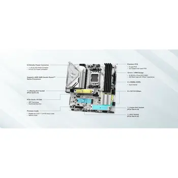 Motherboard ASRock B850M Steel Legend WiFi Intel Wi-Fi 6 AMD AM5 AMD B850