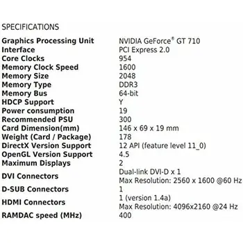 Graphics card MSI NVIDIA GeForce GT 710 GDDR3