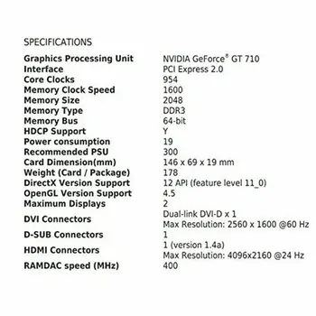 Graphics card MSI NVIDIA GeForce GT 710 GDDR3