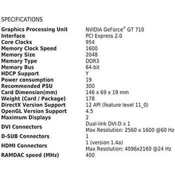 Graphics card MSI NVIDIA GeForce GT 710 GDDR3