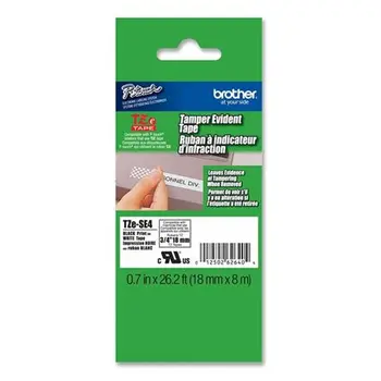 Laminated Tape for Labelling Machines Brother TZE-SE4 Black/White 18mm Security tape