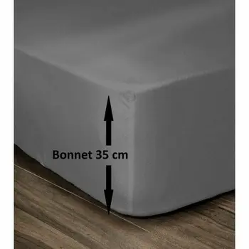 Fitted sheet Lovely Home Grey Dark grey Double bed 140 x 190 cm